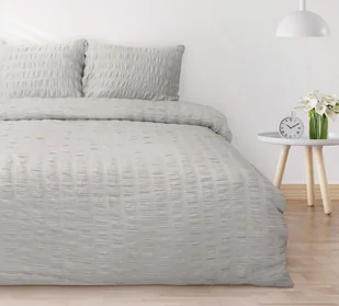 Pościel 220x200 satynowa gofrowana jasnoszara Matex - Pościel Pościel 220x200 satynowa gofrowana jasnoszara Matex - Pościel - miniaturka - grafika 1
