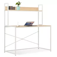 Biurka - vidaXL Biurko komputerowe, białe i dębowe, 120 x 60 x 138 cm - miniaturka - grafika 1