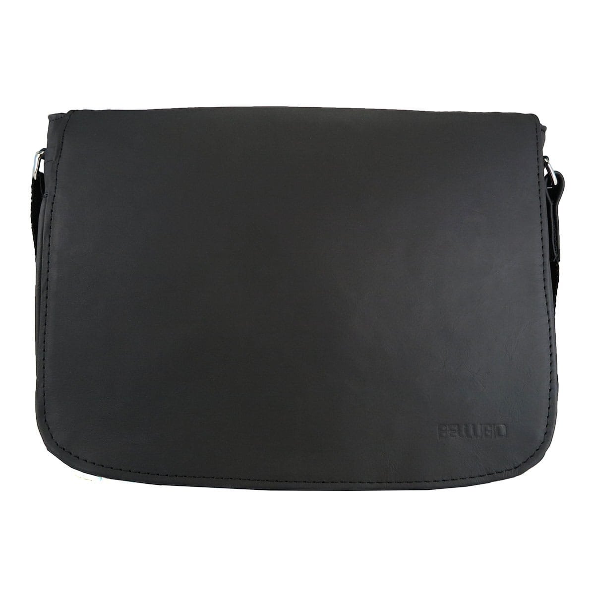 Męska skórzana torba miejska na ramię - czarna