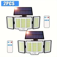 Inne - TEMU 2PCS Solarne Lampy Z Czujnikiem Ruchu Na Zewnątrz Ogród, 348LED Solarne Światła Ścienne Z Pilotem, 3 Głowice Lampy Bezpieczeństwa, 270° - miniaturka - grafika 1