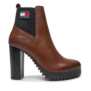 Botki Tommy Jeans Tjw New Ess High Heel Boot EN0EN02439 Brązowy - Botki damskie - miniaturka - grafika 1