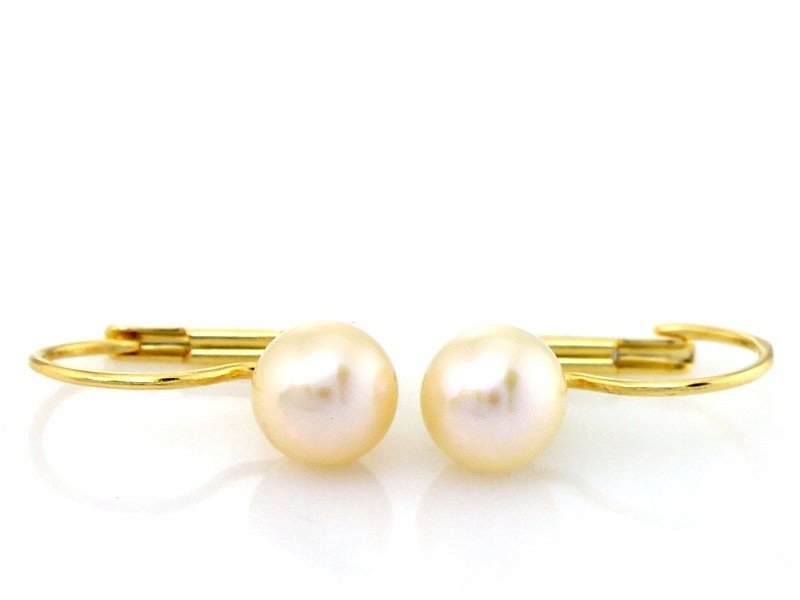 Kolczyki złote 585 angielskie zapięcie z perłą 2.36g