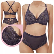 Biustonosze - Biustonosz Alles GLOW M stanik miękki soft koronkowy granat błyszczący 70G - miniaturka - grafika 1