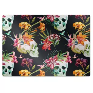 Mata pod fotel ochrona paneli Czaszki i kwiaty 100x70 cm - Podnóżki, podpórki, podkładki - miniaturka - grafika 1