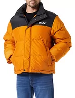 Kurtki męskie - GANT Męska kurtka D2. Blocked Padded Jacket, DK Mustard Orange, S - miniaturka - grafika 1