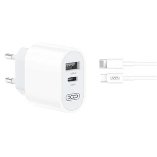 XO ładowarka sieciowa L97 1x USB 1x USB-C 2,4A biała + kabel USB-C -Lightning - Ładowarki do telefonów - miniaturka - grafika 1