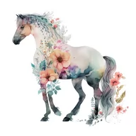 Pasmanteria - Naprasowanka Koń kwiaty rośliny sztuka 8 - miniaturka - grafika 1