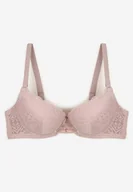 Biustonosze - Jasnofioletowy Elegancki Biustonosz Miseczka C z Koronką i Zapięciem na Haftki Mairiel - Renee - miniaturka - grafika 1