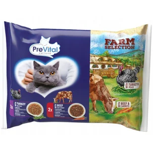 PreVital Farm Selection karma mokra dla dorosłego kota Wołowina i Indyk 4x85g - Mokra karma dla kotów - miniaturka - grafika 1