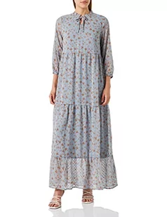 KAFFE Kamimi Maxi Sukienka Casual Kobiety, Niebieski/złoty kwiat nadruk, 32 - Sukienki - miniaturka - grafika 1