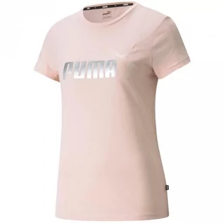 Koszulki i topy damskie - Koszulka damska Puma ESS+ Metallic Logo Tee różowa 586890 36 - grafika 1