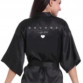 Piżamy damskie - CZARNY SZLAFROK SATYNOWY Na Wieczór Panieński Dla DRUHNA Personalizowany - miniaturka - grafika 1