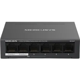 Switch MERCUSYS MS106LP Fast Ethernet, 6 portów, Funkcja PoE+ MS106LP - Switche - miniaturka - grafika 1