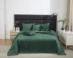 Butelkowa Zieleń Narzuta Pikowana Velvet na Łóżko 160x220 MAYA - Narzuty - miniaturka - grafika 1