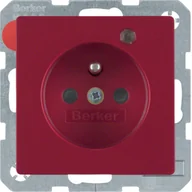Gniazdka elektryczne - Berker Gniazdo z kontrolą zasilania Berker Q.1/Q.3/Q.7 - czerwony - miniaturka - grafika 1