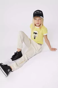 Karl Lagerfeld t-shirt dziecięcy kolor żółty - Koszulki dla dziewczynek - miniaturka - grafika 1