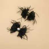 Inne - Zestaw dwóch ozdobnych klipsów do butów z piórami i kokardą, dekoracja do butów ślubnych, akcesoria do wysokich obcasów - miniaturka - grafika 1