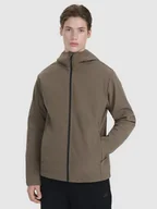 Kurtki męskie - Męski softshell z kapturem 4F 4FWSS25TSOFM324 - brązowy - miniaturka - grafika 1