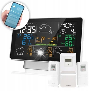 STACJA POGODOWA WIFI SMART UV hPa FAZY KSIĘŻYCA 3 CZUJNIKI METEOROLOGICZNA - Stacje pogodowe - miniaturka - grafika 1