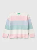 Bluzy i sweterki niemowlęce - Benetton Sweter w kolorze jasnoróżowo-turkusowym - miniaturka - grafika 1