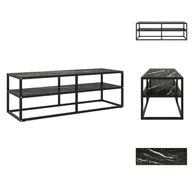 Szafki RTV - vidaXL Szafka pod TV czarna z hartowanego szkła o marmurowym wyglądzie 120x40x40 cm - Meble TV - miniaturka - grafika 1