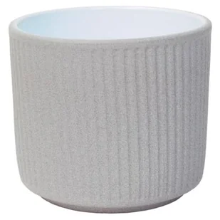 Osłonka ceramiczna cylinder 14 cm jasny grafit struktura - Donice - miniaturka - grafika 1