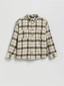 Bluzki dla chłopców - Reserved - Koszula w kratę - beżowy - miniaturka - grafika 1