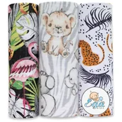 Pieluchy - Ega Kids Zestaw Pieluszki Drukowane Mix Muślinowa Tetrowa Flanelowa 3 szt. Safari - miniaturka - grafika 1