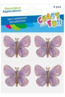 Zabawki kreatywne - Ozdoby dekoracyjne samoprzylepne Kryształki Motyle różowe op,4szt. CRAFT WITH FUN 545773 - miniaturka - grafika 1