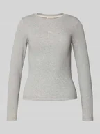 Bluzki damskie - Bluzka z długim rękawem z wyhaftowanym logo - miniaturka - grafika 1