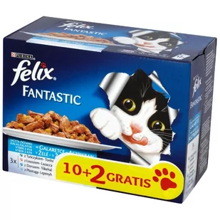 Purina Felix KARMA DLA KOTÓW FANTASTIC RYBA(12X100G) 10+2 12227546 - Mokra karma dla kotów - miniaturka - grafika 1