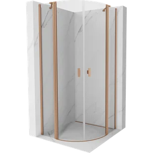 Mexen Mist kabina prysznicowa półokrągła uchylna 80 x 80 cm, transparent, miedź szczotkowana - 8A32-080-080-65-00 - Kabiny prysznicowe - miniaturka - grafika 1