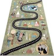 Dywany - Dywan FUN Route dla dzieci, ulica, zwierzęta zielony 160x220 cm - miniaturka - grafika 1