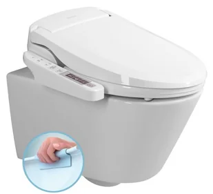 SAPHO Miska wisząca WC AVVA RIMLESS z elektronicznym bidetem z deską BLOOMING EKO PLUS 35,5x53 cm kolor BIAŁY NB-1160D-3 - Miski WC - miniaturka - grafika 1