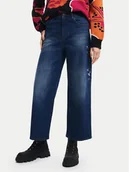 Spodnie damskie - Desigual Jeansy Aimar 24WWDD18 Granatowy Wide Leg - miniaturka - grafika 1