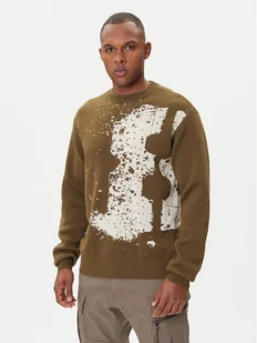 G-Star Raw Sweter Sprayed 89 D27772-D488 Zielony Relaxed Fit - Swetry męskie - miniaturka - grafika 1