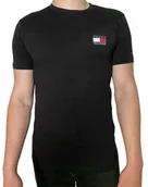 Koszulki męskie - TOMMY HILFIGER MĘSKI T-SHIRT BAWEŁNIANY CZARNA KOSZULKA PREMIUM LOGO R.S - miniaturka - grafika 1