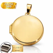 Wisiorki - ZAWIESZKA ZŁOTA 585 14K PUZDERKO KÓŁKO DUŻE GŁADKIE 3 CM ELEGANCKA - miniaturka - grafika 1