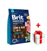 Sucha karma dla psów - BRIT Premium By Nature Sensitive Lamb 3kg + niespodzianka dla psa GRATIS! - miniaturka - grafika 1