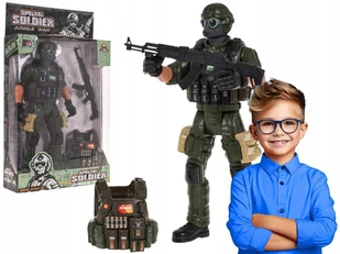 ŻOŁNIERZ figurka żołnierza z bronią i kamizelką ZABAWKA MILITARNA prezent - Figurki dla dzieci - miniaturka - grafika 1