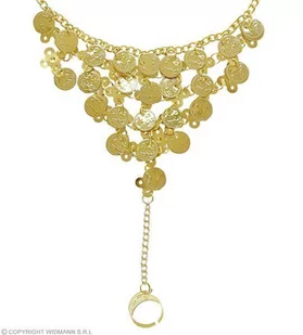 Widmann 24370 - bransoletka na palec, 1 sztuka, łańcuszek na rękę ze złotymi monetami i pierścionkiem, cygańczyk, Bollywood, Orient, przebranie, modna biżuteria, akcesoria - Moda i Uroda OUTLET - miniaturka - grafika 1