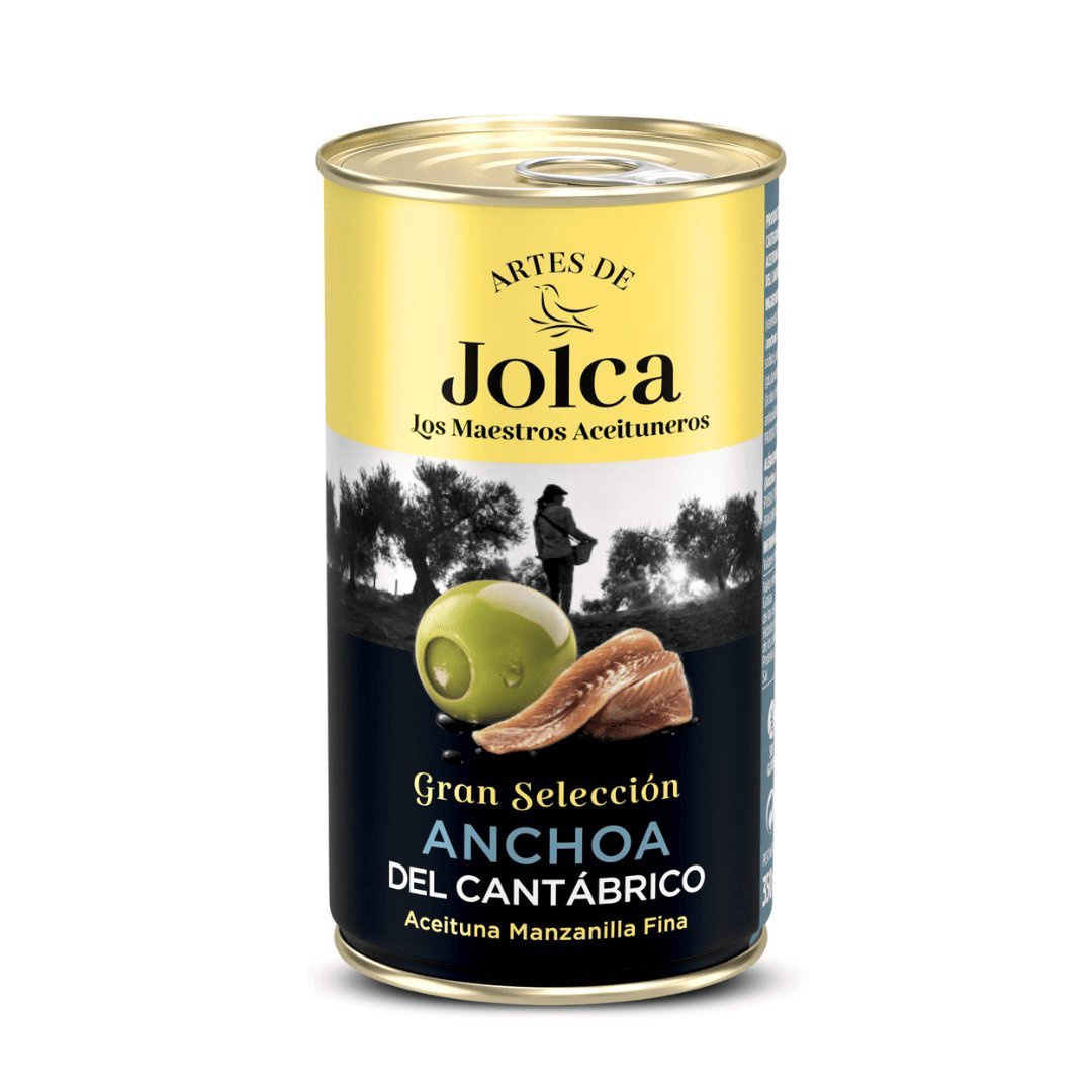 Hiszpańskie oliwki zielone z anchois z morza Kantabryjskiego w puszce 350 g Artes De Jolca