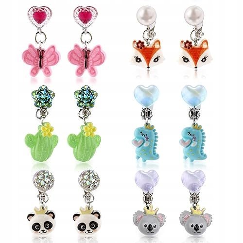 6 PAR KOLOROWY ZESTAW KOLCZYKÓW Z KLIPSEM KOLOROWY ZESTAW KOLCZYKÓW KLIPSEM