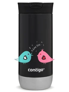 Kubek termiczny na kawę Contigo Huron 2.0 470ml - Ptaszkowe love - Czarny - Kubki termiczne - miniaturka - grafika 1