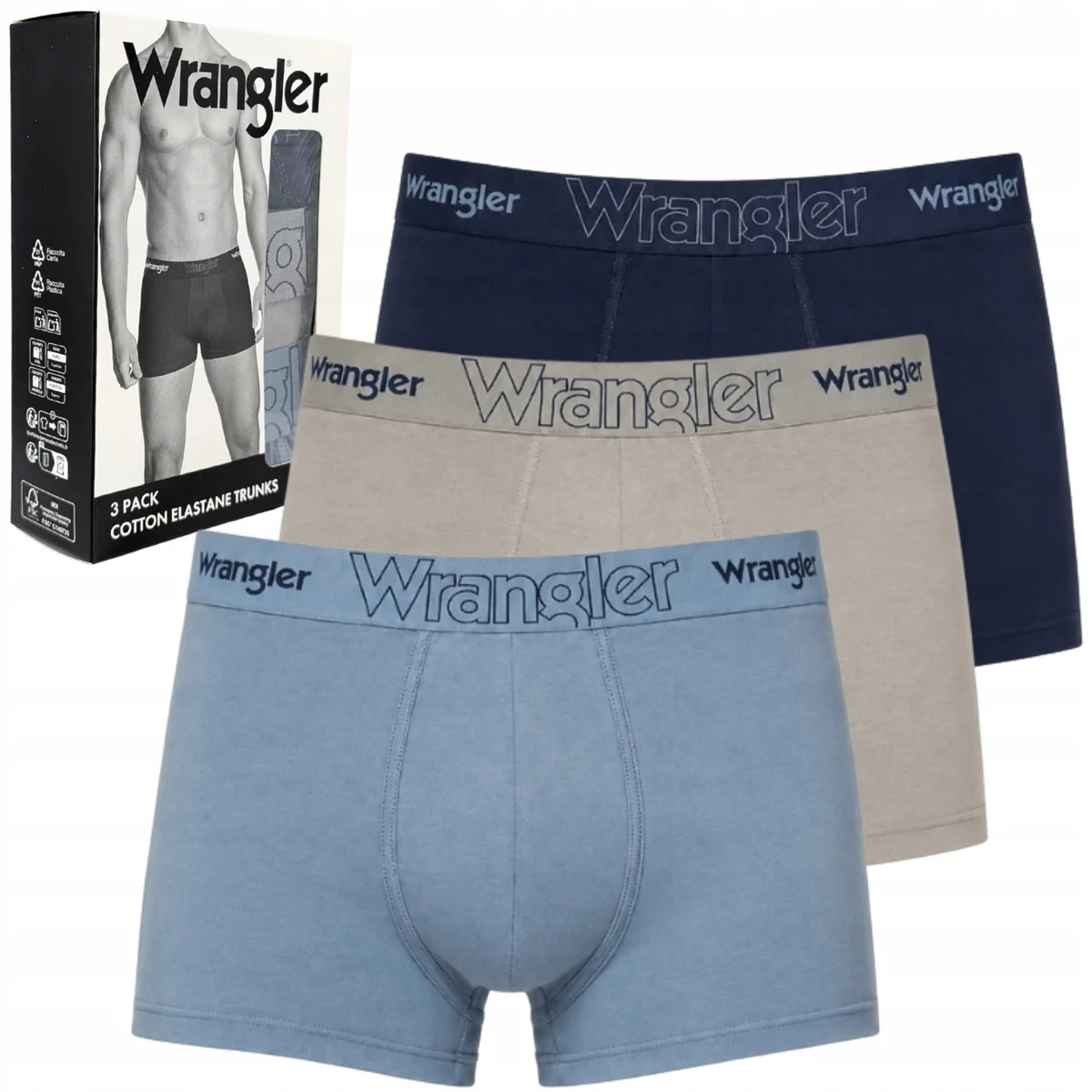 Wrangler Heath elastyczne bokserki męskie bawełniane majtki 3 sztuki L