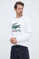Bluzy męskie - Lacoste bluza bawełniana męska kolor biały z nadrukiem - miniaturka - grafika 1