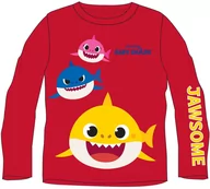 Bluzy dla dziewczynek - Bluzka dziecięca kolorowe rekiny Baby Shark Czerwona - miniaturka - grafika 1