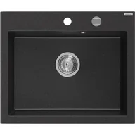 Zlewozmywaki - Mexen Elix zlewozmywak granitowy 1-komorowy 600 x 500 mm, czarny/srebrny metalik, syfon chrom - 6525601005-73 - miniaturka - grafika 1
