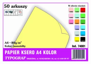 Papier kolorowy ksero Typograf A4 80 g jasnożółty - Papier do drukarek - miniaturka - grafika 1