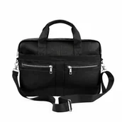 Torby męskie - Duża skórzana męska torba na laptopa i dokumenty Solier SL45 Milo czarny - miniaturka - grafika 1